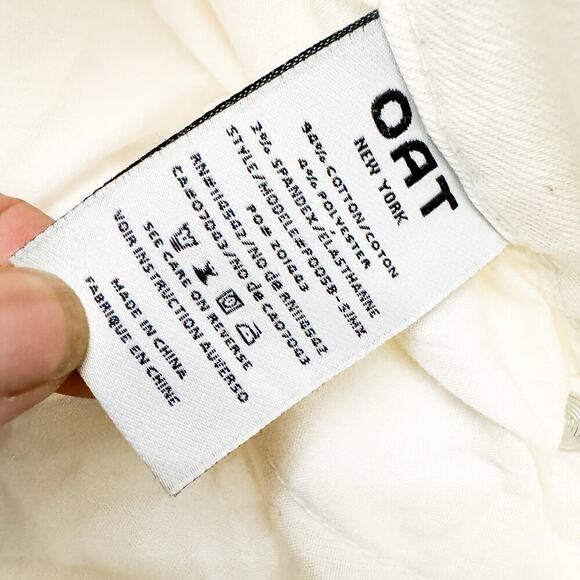 OAT NY White Cream Straight Leg Raw Hem Deniz Zip Fly Jeans Size 10 / 30 - Picture 6 of 7